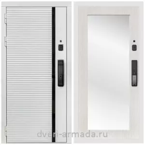 Двери МДФ для квартиры, Умная входная смарт-дверь Армада Каскад WHITE МДФ 10 мм Kaadas K9 / МДФ 16 мм ФЛЗ-Пастораль, Дуб белёный