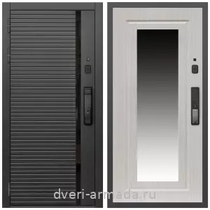 Входные двери со вставками, Умная входная смарт-дверь Армада Каскад BLACK МДФ 10 мм Kaadas K9 / МДФ 16 мм ФЛЗ-120 Дуб белёный