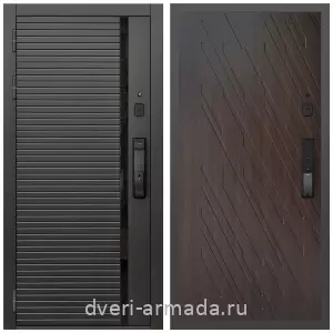 Двери со склада, Умная входная смарт-дверь Армада Каскад BLACK МДФ 10 мм Kaadas K9 / МДФ 16 мм ФЛ-86 Венге структурный