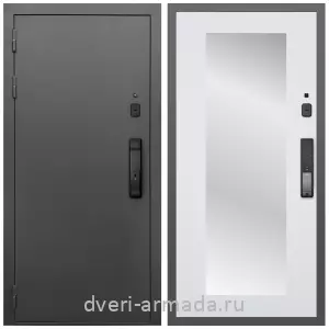 Входные двери с зеркалом и теплоизоляцией, Умная входная смарт-дверь Армада Гарант Kaadas K9/ МДФ 16 мм ФЛЗ-Пастораль, Белый матовый