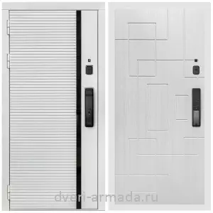 Двери со склада, Умная входная смарт-дверь Армада Каскад WHITE МДФ 10 мм Kaadas K9 / МДФ 16 мм ФЛ-57 Белый жемчуг