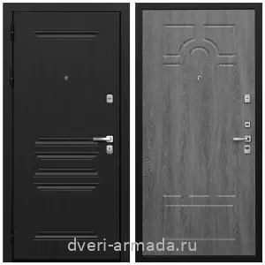 Толстые входные двери, Дверь входная со звукоизоляцией Армада Экстра МДФ 10 мм ФЛ-243 Черная шагрень / МДФ 6 мм ФЛ-58 Дуб Филадельфия графит