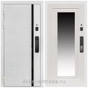 Входные двери со вставками, Умная входная смарт-дверь Армада Каскад WHITE МДФ 10 мм Kaadas K9 / МДФ 16 мм ФЛЗ-120 Дуб белёный