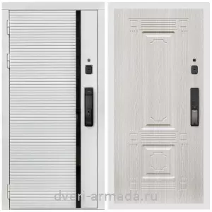 Входные двери 880 мм, Умная входная смарт-дверь Армада Каскад WHITE МДФ 10 мм Kaadas K9 / МДФ 16 мм ФЛ-2 Дуб белёный