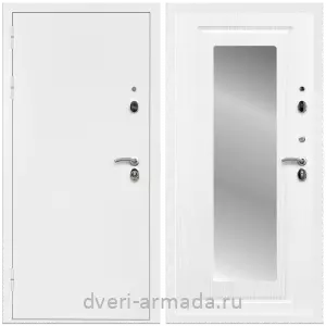 Входные двери с зеркалом и теплоизоляцией, Дверь входная Армада Оптима Белая шагрень / МДФ 16 мм ФЛЗ-120 Ясень белый