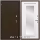 Входные двери с зеркалом и терморазрывом, Дверь входная уличная в дом Армада Термо Молоток коричневый/ ФЛЗ-120 Ясень белый
